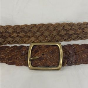 ARIZONA real woven tan bwn leather belt small 37”